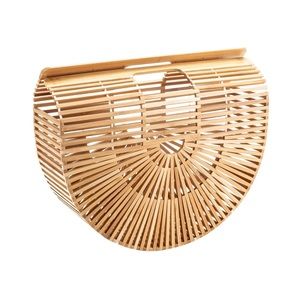 Half moon women’s bamboo handbag